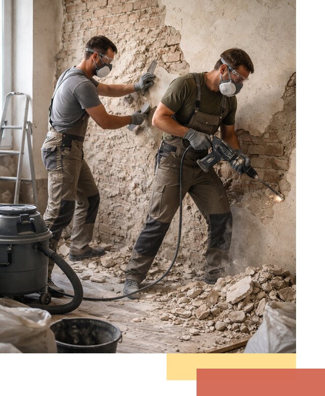 Демонтаж штукатурки со стен в Миассе быстро и аккуратно