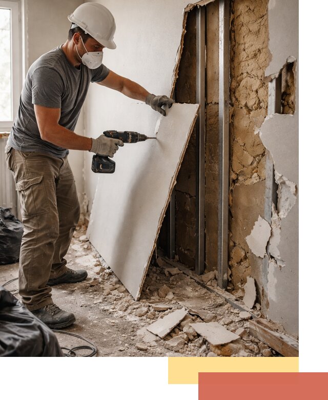 Демонтаж гипсокартона со стен в Миассе качественно и быстро