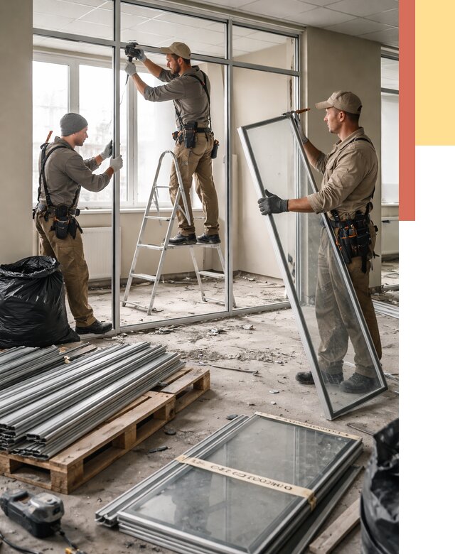 Демонтаж алюминиевых перегородок в Миассе от 4271 руб. — быстро и недорого | ОТДЕЛОЧНИК-Мсс