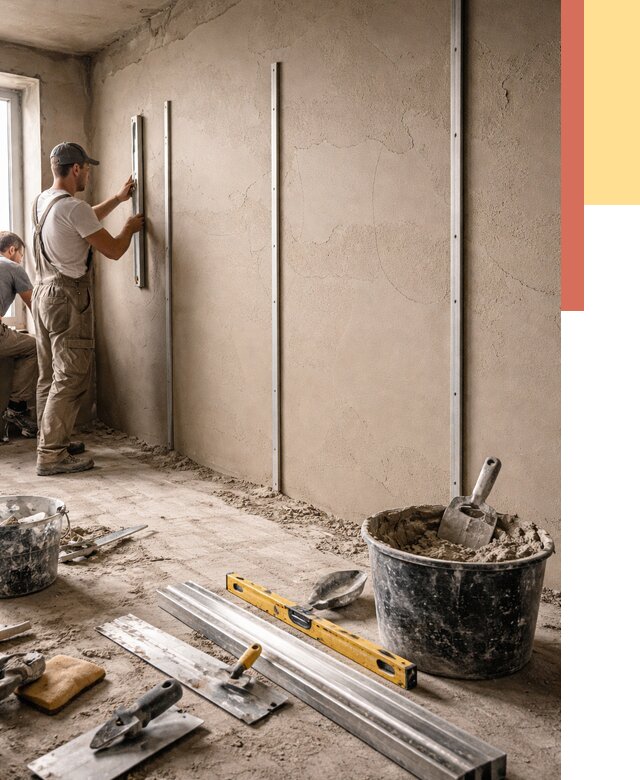 Штукатурка стен по маякам в Миассе от 5594 руб./м² — выравнивание под ключ | ОТДЕЛОЧНИК-Мсс