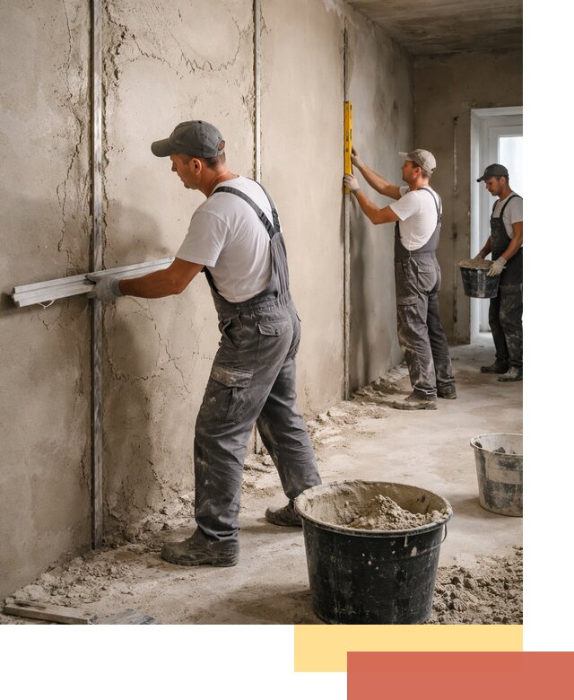 Штукатурка стен по маякам в Миассе — точная и ровная поверхность