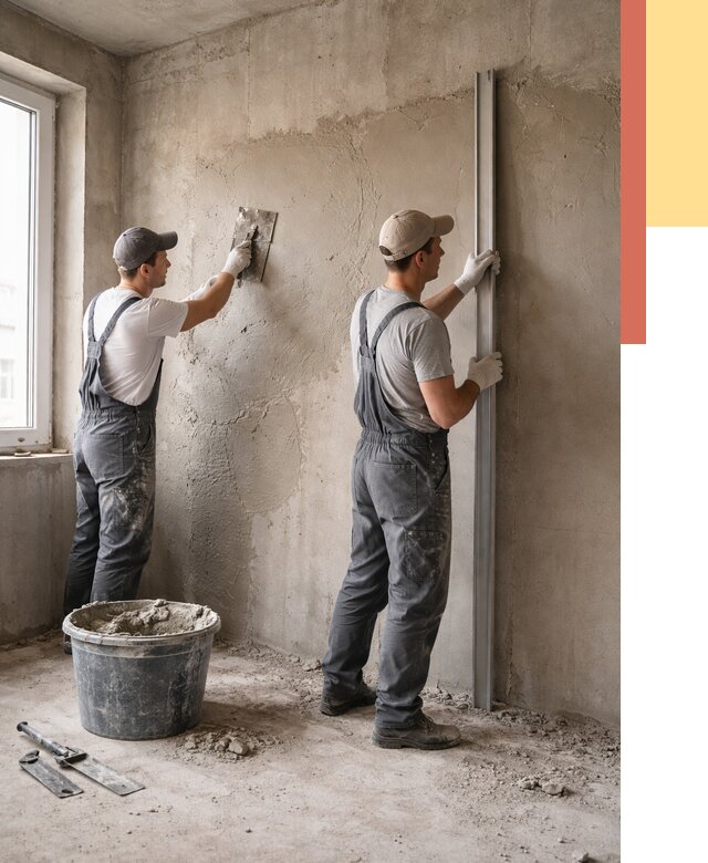 Штукатурка бетонных стен в Миассе от 4577 руб/м² — качественно и быстро | ОТДЕЛОЧНИК-Мсс