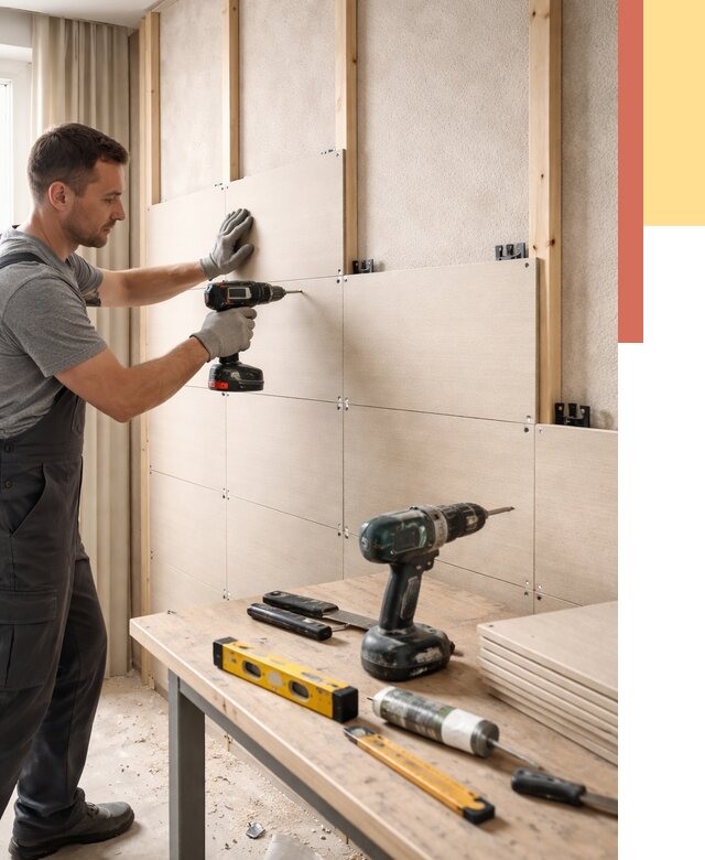 Монтаж МДФ панелей на стены в Миассе от 1271 руб. под ключ | ОТДЕЛОЧНИК-Мсс