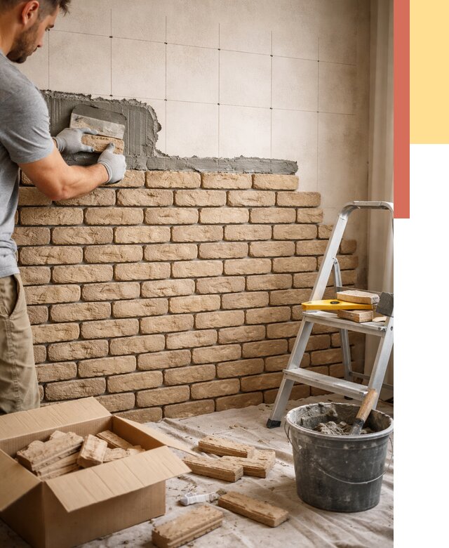 Монтаж декоративного кирпича в Миассе от 3254 руб./м² — быстро и недорого | ОТДЕЛОЧНИК-Мсс