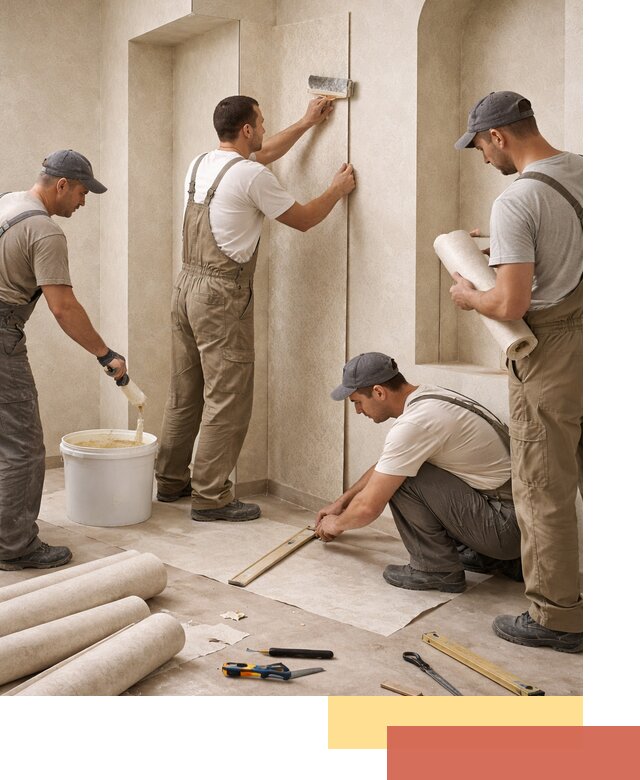 Поклейка обоев на сложные стены и неровные поверхности в Миассе