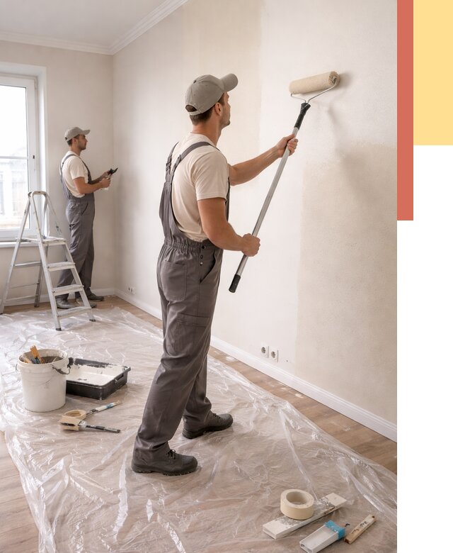 Покраска стен акриловой краской в Миассе от 3560 руб./м² — быстро и недорого | ОТДЕЛОЧНИК-Мсс