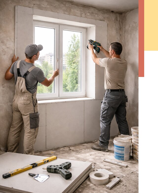 Монтаж откосов из гипсокартона в Миассе от 4577 руб. под ключ | ОТДЕЛОЧНИК-Мсс