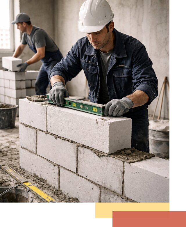 Кладка перегородок из пеноблока под ключ в Миассе