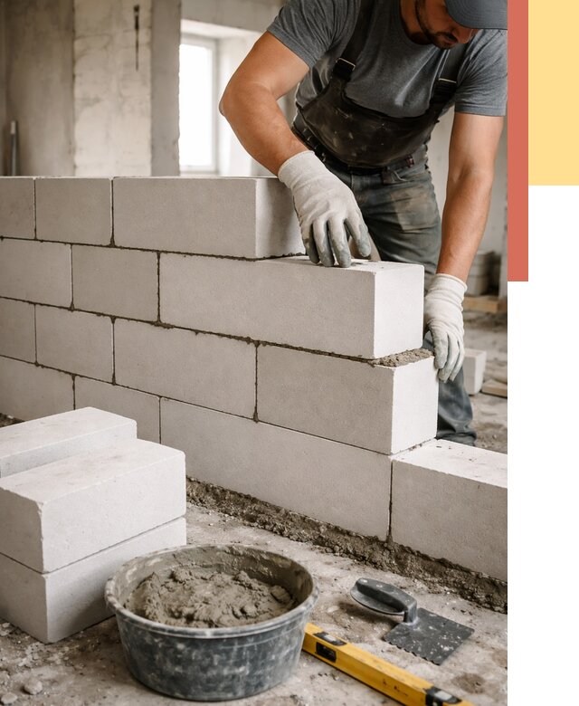 Кладка перегородок из силикатного блока в Миассе от 4068 руб. под ключ | ОТДЕЛОЧНИК-Мсс