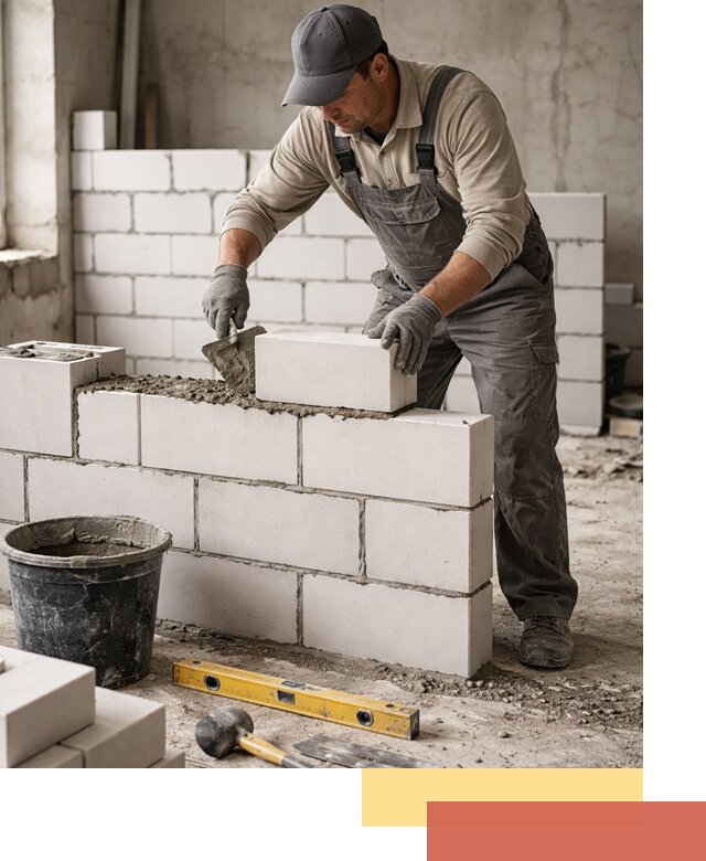 Кладка перегородок из силикатного блока в Миассе