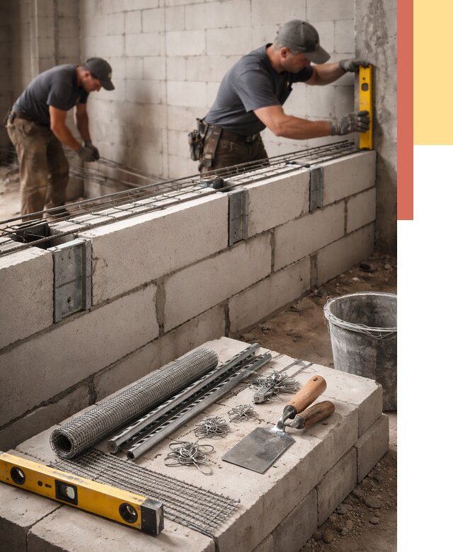Армирование кладки перегородок в Миассе от 763 руб. под ключ | ОТДЕЛОЧНИК-Мсс