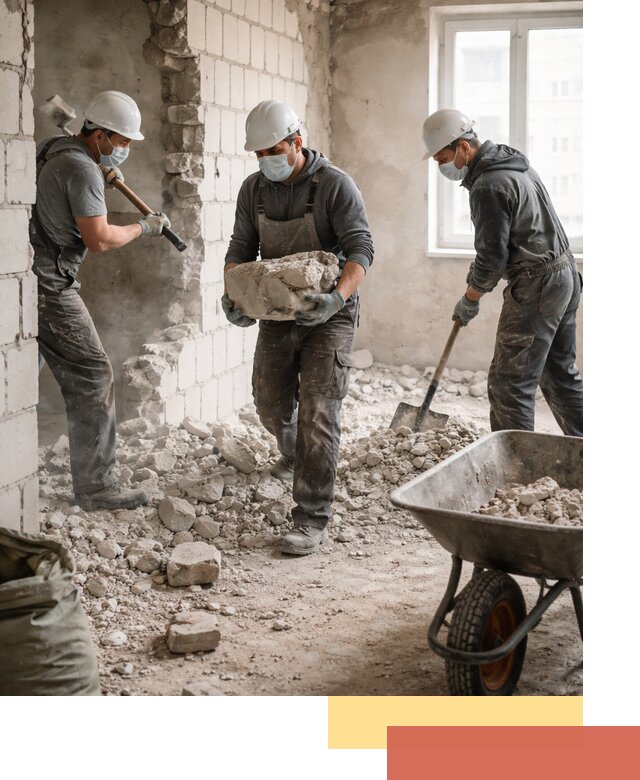 Демонтаж блочных перегородок в Миассе быстро и аккуратно