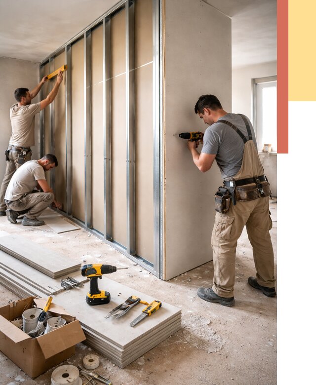 Монтаж однослойной перегородки из гипсокартона в Миассе от 661 руб. | ОТДЕЛОЧНИК-Мсс