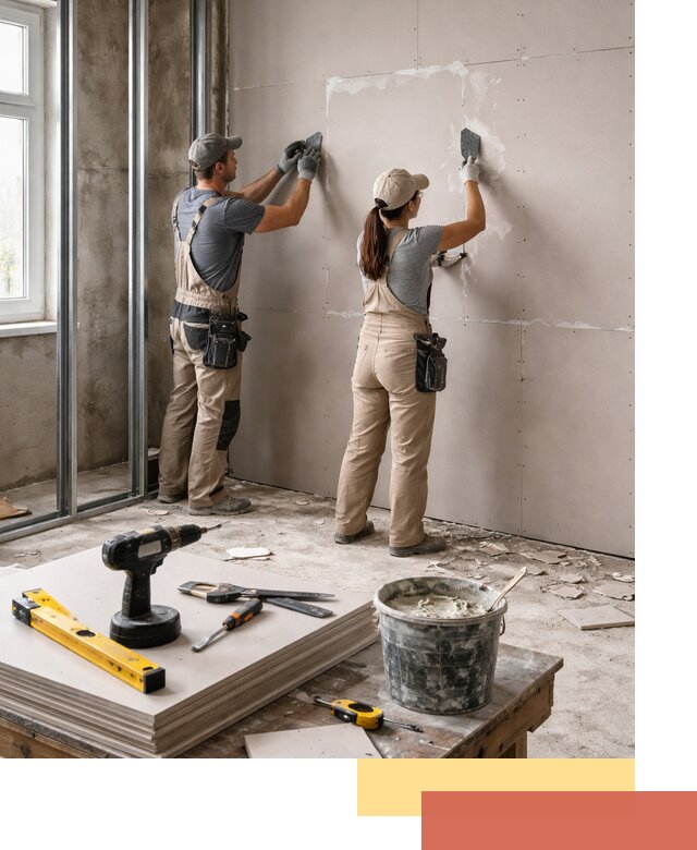 Монтаж двухслойной перегородки из гипсокартона в Миассе