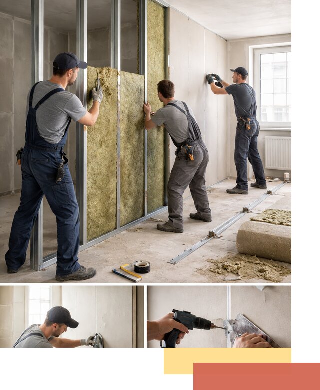 Перегородка из гипсокартона с шумоизоляцией в Миассе — монтаж под ключ