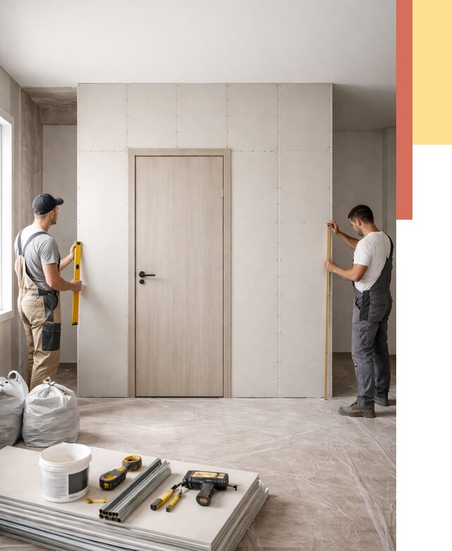 Перегородка из гипсокартона с дверью в Миассе от 4577 руб. под ключ | ОТДЕЛОЧНИК-Мсс