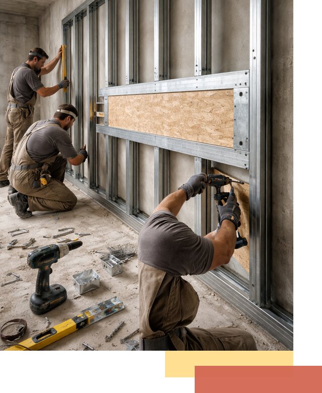 Усиленная перегородка для крепления тяжёлых конструкций в Миассе