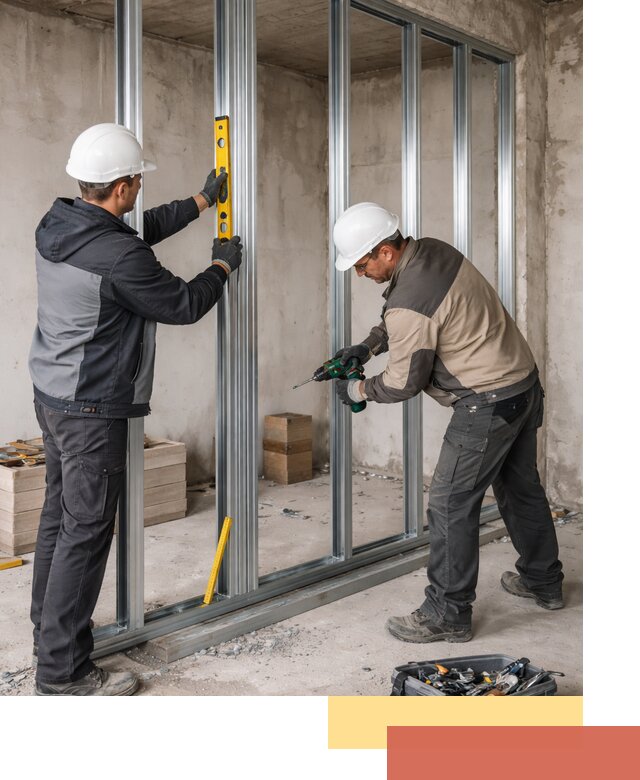 Монтаж каркаса перегородки из профиля в Миассе