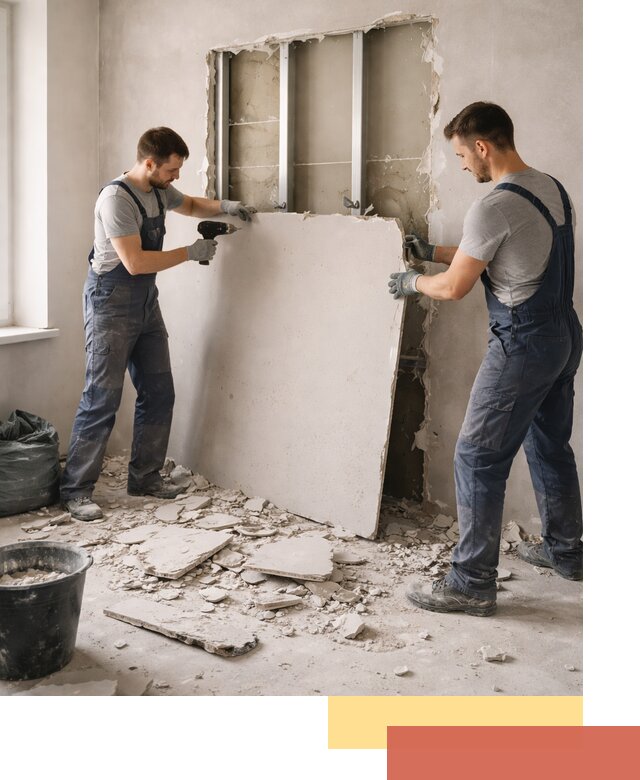 Демонтаж перегородки из гипсокартона в Миассе быстрый и аккуратный