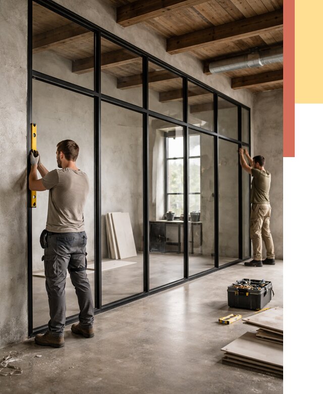 Стеклянные перегородки лофт в Миассе от 10679 руб. под ключ | ОТДЕЛОЧНИК-Мсс