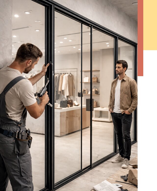 Стеклянные перегородки для магазинов в Миассе от 8339 руб. под ключ | ОТДЕЛОЧНИК-Мсс