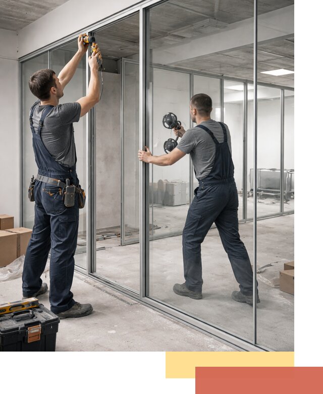 Алюминиевые перегородки со стеклом в Миассе — изготовление и монтаж