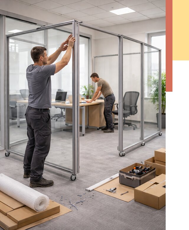 Мобильные офисные перегородки в Миассе от 12713 руб. — установка под ключ | ОТДЕЛОЧНИК-Мсс