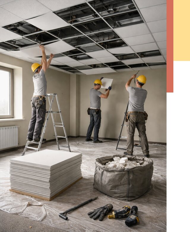 Демонтаж потолка Армстронг в Миассе от 4577 руб. быстро и недорого | ОТДЕЛОЧНИК-Мсс