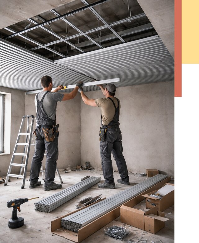 Монтаж реечного потолка в Миассе от 4577 руб. под ключ | ОТДЕЛОЧНИК-Мсс