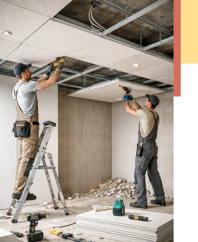 Монтаж акустического потолка в Миассе от 6611 руб/м2 — быстро и недорого | ОТДЕЛОЧНИК-Мсс