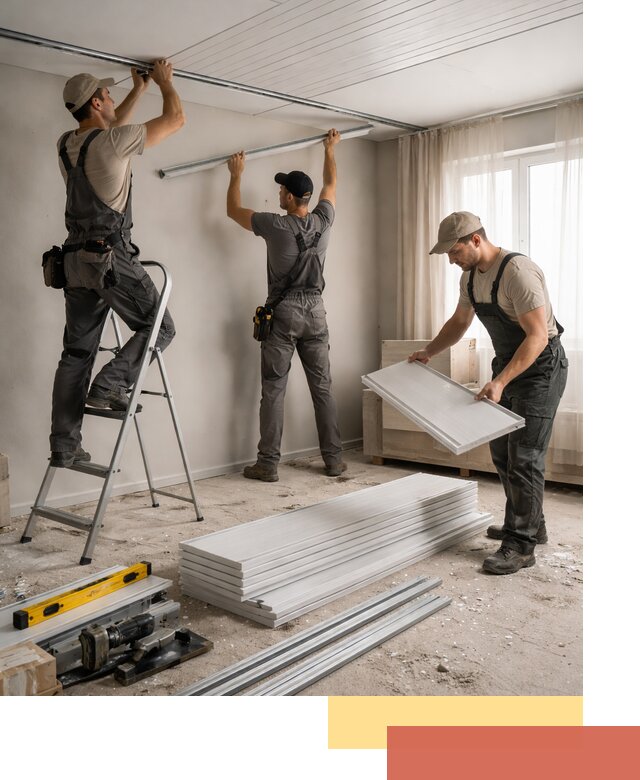 Монтаж потолка из ПВХ панелей в Миассе оперативно и качественно