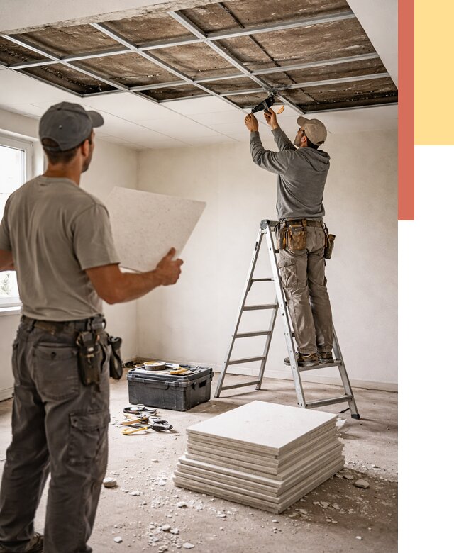 Замена плит подвесного потолка в Миассе от 1780 руб. быстро и недорого | ОТДЕЛОЧНИК-Мсс
