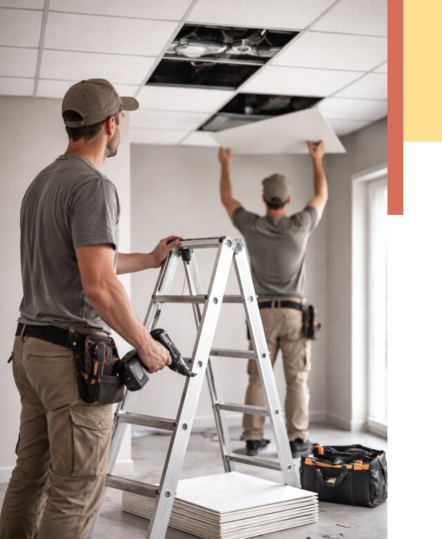 Обслуживание подвесного потолка в Миассе от 3560 руб. — быстро и недорого | ОТДЕЛОЧНИК-Мсс