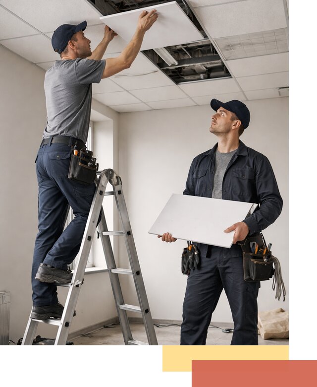 Обслуживание подвесного потолка в Миассе — ремонт и чистка