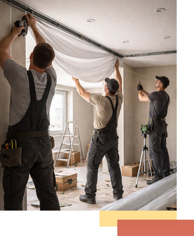 Монтаж парящего натяжного потолка под ключ в Миассе