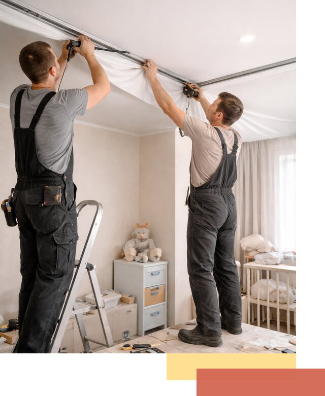 Монтаж натяжного потолка в детской комнате в Миассе