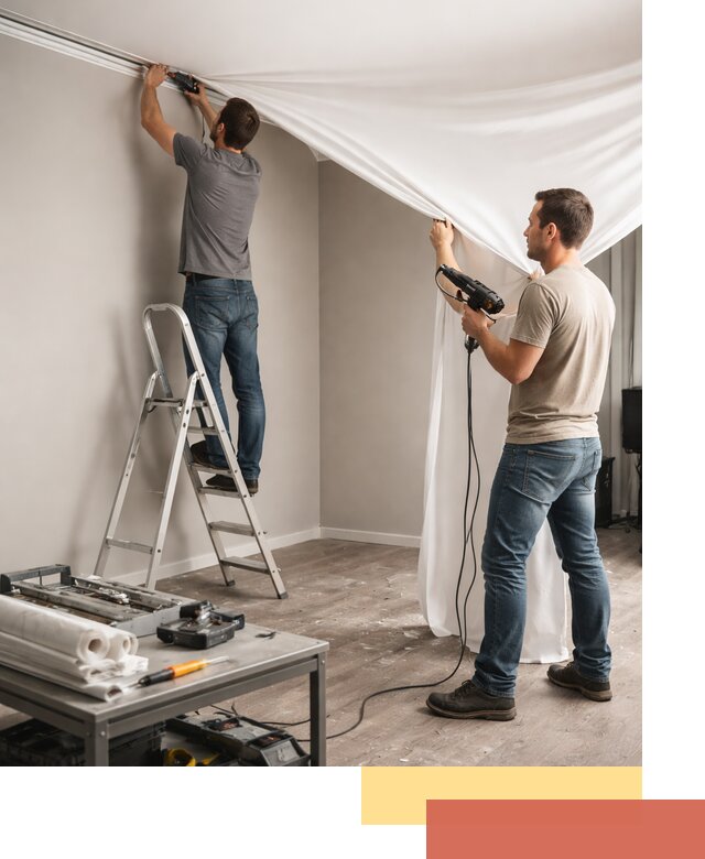 Монтаж натяжного потолка в студии в Миассе