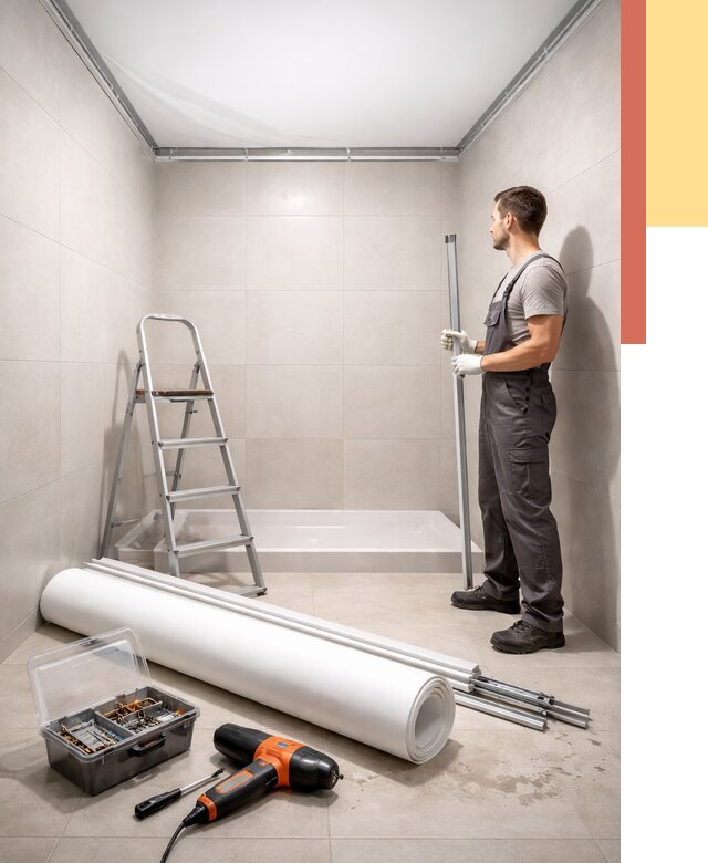 Монтаж натяжного потолка в санузле в Миассе от 1881 руб. — ОТДЕЛОЧНИК-Мсс