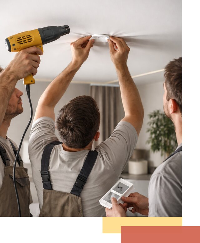 Ремонт прокола полотна натяжного потолка в Миассе