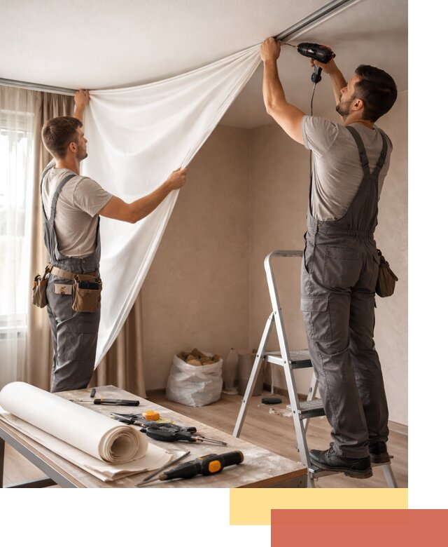 Замена полотна натяжного потолка в Миассе быстро и качественно