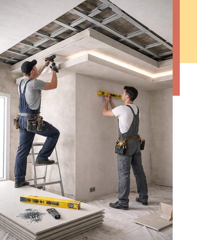 Двухуровневый потолок из гипсокартона в Миассе от 1475 руб. под ключ | ОТДЕЛОЧНИК-Мсс