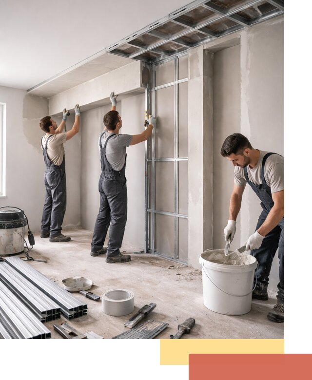 Монтаж потолка из гипсокартона с нишей в Миассе