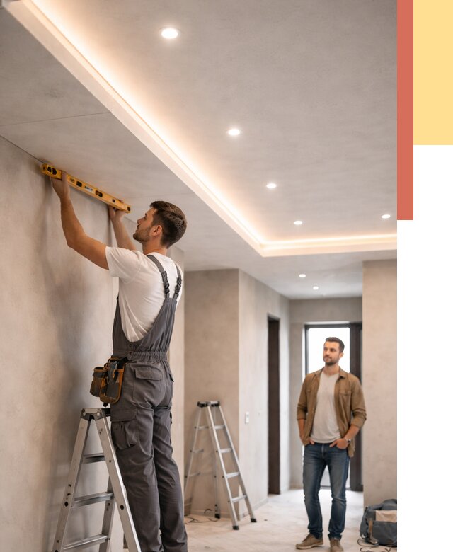 Потолок из гипсокартона с подсветкой в Миассе от 763 руб./м2 под ключ | ОТДЕЛОЧНИК-Мсс