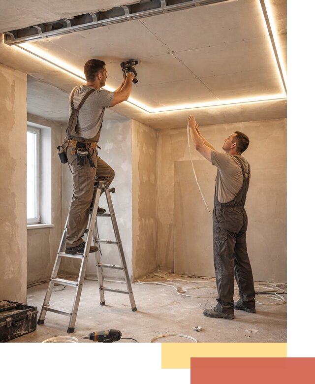 Потолок из гипсокартона с подсветкой в Миассе