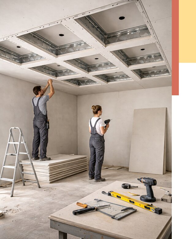 Кессонный потолок из гипсокартона в Миассе от 1881 руб. — монтаж и под ключ | ОТДЕЛОЧНИК-Мсс