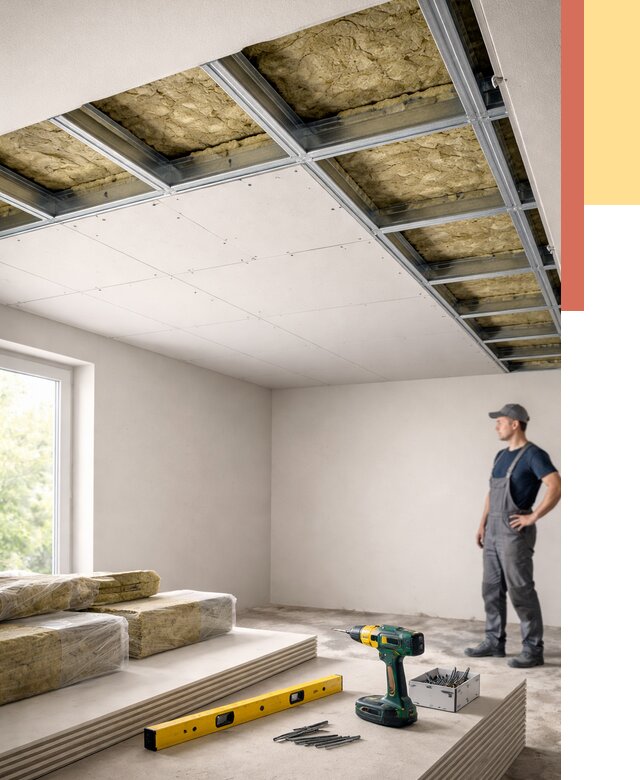 Звукоизоляция потолка ГКЛ в Миассе от 966 руб. — монтаж под ключ | ОТДЕЛОЧНИК-Мсс