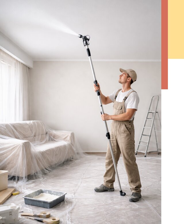 Покраска потолка краскопультом в Миассе от 4577 руб. быстро и недорого | ОТДЕЛОЧНИК-Мсс