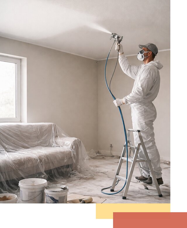 Покраска потолка краскопультом в Миассе быстро и качественно